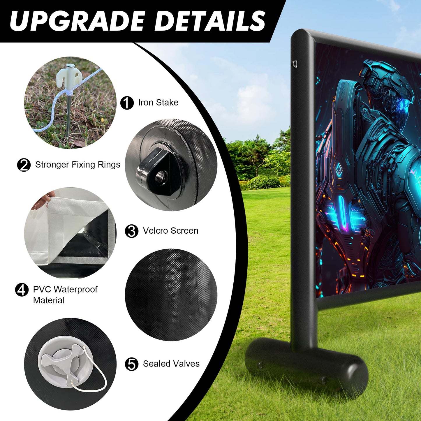 Heipigo Inflatable Projector Screen, 22ft PVC Upgraded Inflatable Movie Screen Outdoor Airtight Design with High Power Air Pump for Outdoor/Indoor - Does Not Require Continuous Inflation