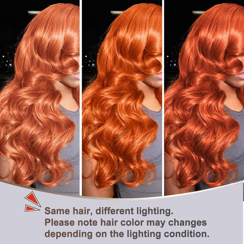 HERMOUS 12A Ginger Body Wave Bundles Human Hair, Soft And Shed-Free Colored #350 Copper Burnt Orange 3 Bundles Double Weft 100% Unprocessed Brazilian Remy Hair Ginger Sew In Wavy 10 12 14 Inch