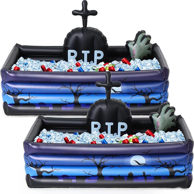 Liliful 1 Pack Inflatable Graveyard Halloween Drink Cooler Party Beverage Holder Zombie Arm Inflatable Cooler Drink Holder...