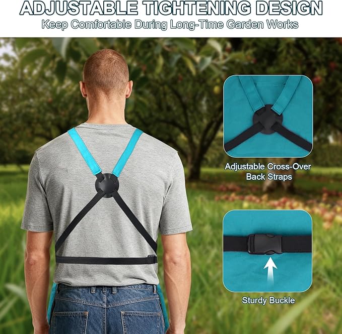 Garden Apron,Harvest Aprons with Pockets for Women and Men,Canvas Gardening Tool Belt, Gardening Gifts for Mom,Dad