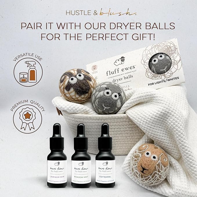 Hustle & Blush Essential Oils Blend for Dryer Balls, 15ml Lavender Rain, Natural Laundry Fragrance, Long-Lasting Fresh Scent, Ideal for Diffusers, Candle Making Holiday Gifts, Multi-Use for Home & DIY
