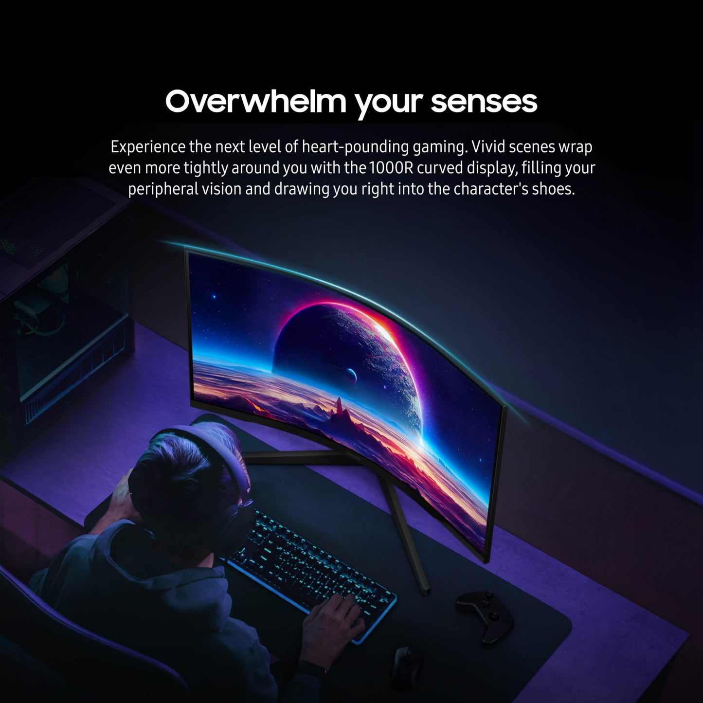 Samsung 27-Inch Odyssey G55C Series QHD 1000R Curved Gaming Monitor, 1ms(MPRT), HDR10, 165Hz, AMD Radeon FreeSync, Eye Care, LS27CG552ENXZA