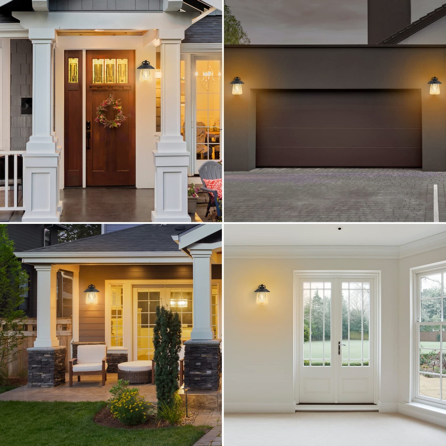 LUTEC Outdoor Indoor Wall Lantern, Farmhouse Barn Wall Sconce Lighting Fixture,Matte Black Finish Anti-Rust Wall Mount Light, Waterproof Wall lamp with Clear Glass for Porch, Exterior, Patio