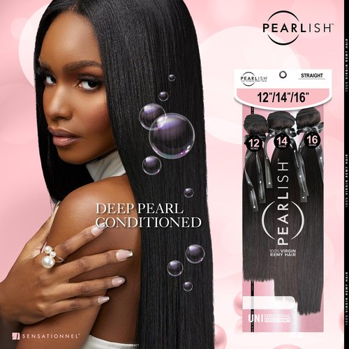 Sensationnel Pearlish multi bundle - straight deep pearl conditioned 15a soft remy beauty supply sew in or glue on human hair layered lengths (10 12 14 inch, NATURAL/BLACK)