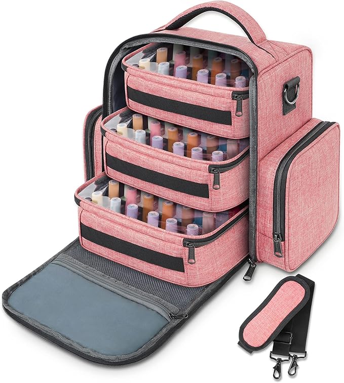 YOREPEK Nail Polish Organizer Holds 72 Bottles (15ml-0.5 fl.oz) Large Nail Polish Carrying Case with 3 Removable Pouches and 4 Zippered Pockets for Manicure Tools, Supplies, Nail Lamp, Gift for Women