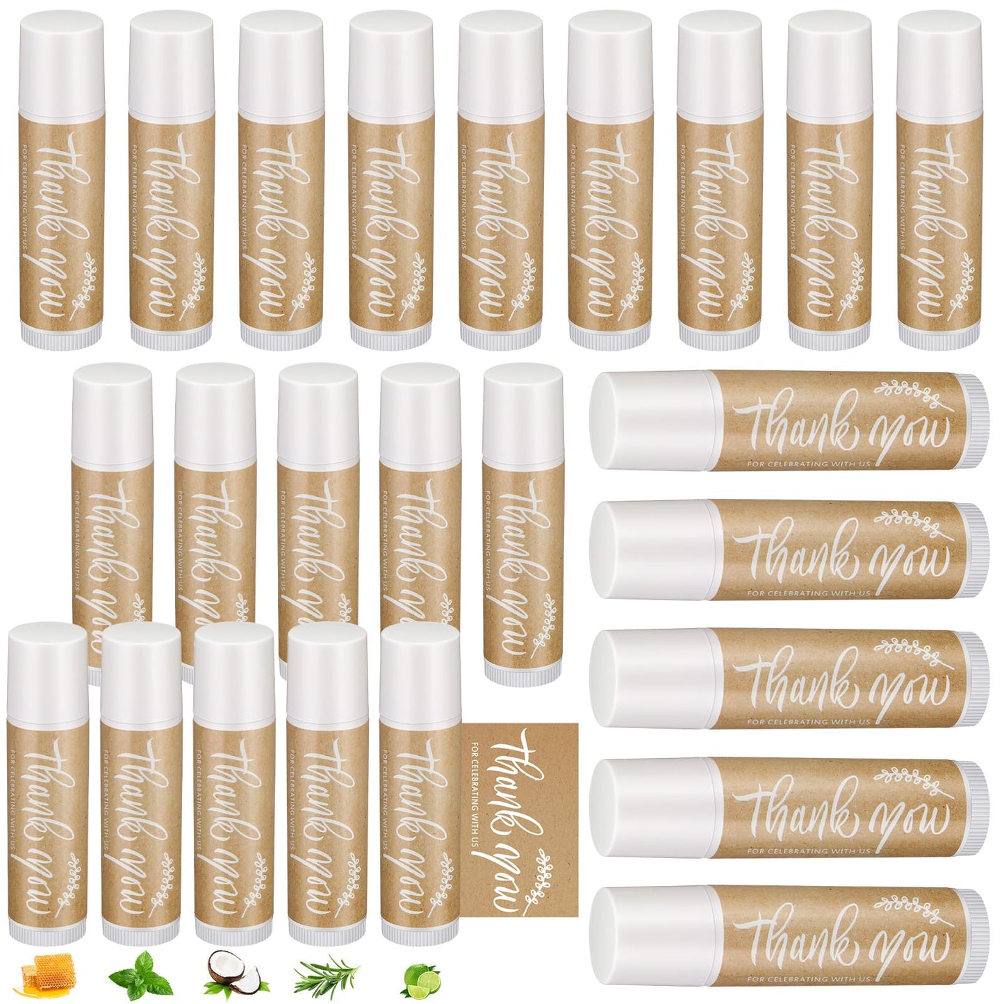 Leelosp Wedding Thank You Lip Balm Bulk Small Natural Moisturizing Mini Balm Lip Care Product Include Organza Bag and Appreciati