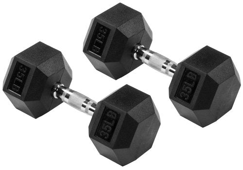 Fitvids Rubber Encased Hex Dumbbell, 35LB, Pair