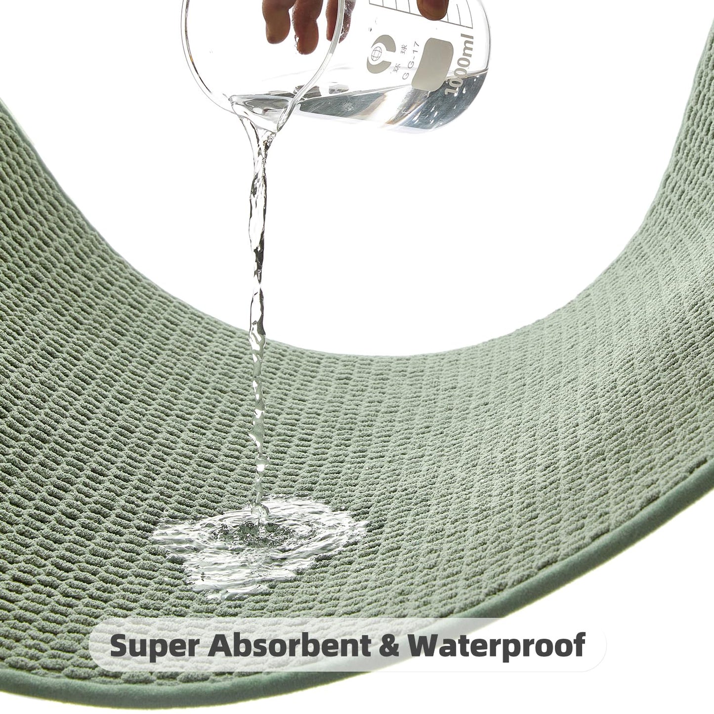 Bathroom Rugs Non Slip Washable, Super Absorbent Thin Bath Mat Small Quick Dry Low Pile Bathroom Rug, Sage Green 16"x24"