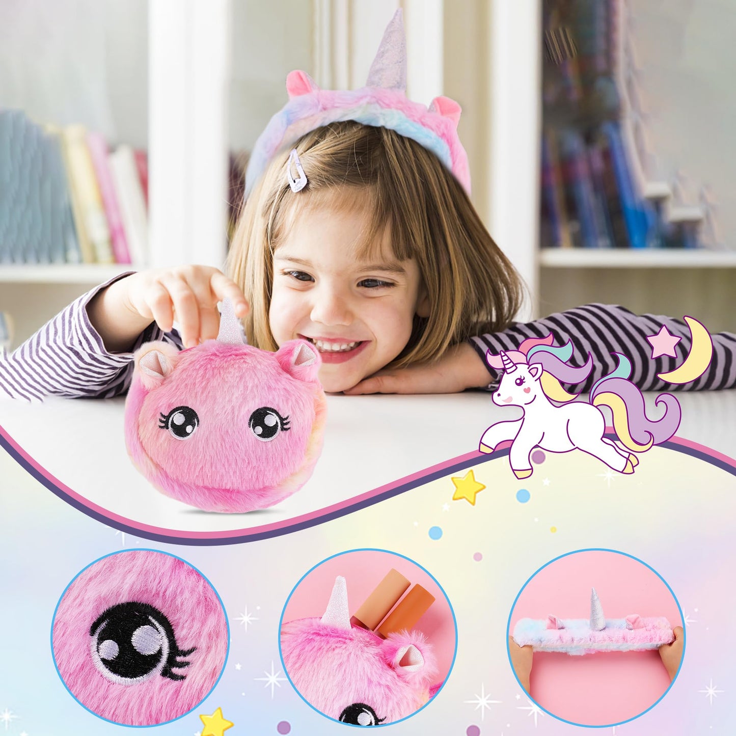 Haclury Unicorn Gifts Set for Girls Kids Toys Birthday Gift Box for Teen Girl, Easter Gifts for Kids Gift Age 6-8 Basket with Stainless Steel Tumbler/Crossbody Bag/Unicorn Headband