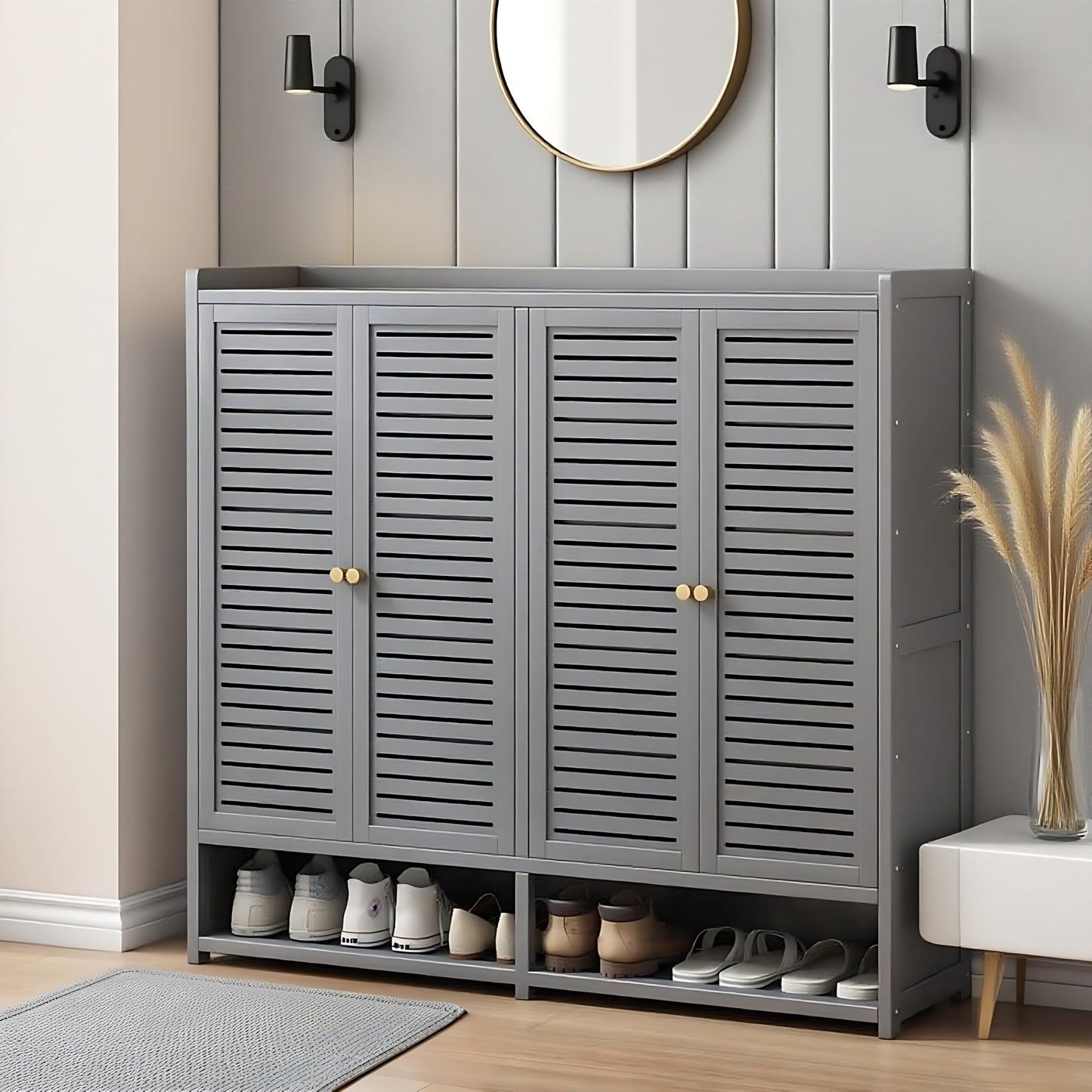 njawnn 7-Tier Shoe Cabinet with Doors, 36-41 Pairs Large Shoe Storage Cabinet, Freestanding Shoe Rack for Entryway, Hallway, Bedroom, Closet, Living Room