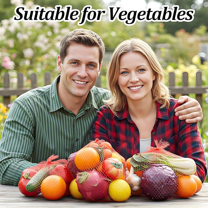 300 Pcs Reusable Mesh Produce Bags, 24 Inch Red Mesh Seafood Boil Bags Stretchable Vegetable Bag Grocery Shopping Storage for Vegetables, Potato, Onion, Fruits, Citrus, Seafood, Crawfish