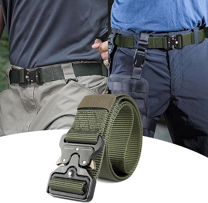 Tactical Belt-1.5" Nylon Web Work Belt for Military & Hiking with Heavy Duty Quick Release Buckle,Valentine Gift for Men