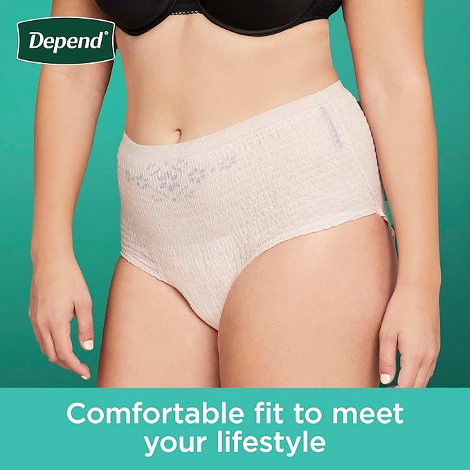 Depend Fresh Protection Adult Diapers, Incontinence & Postpartum Bladder Leak Underwear for Women, Disposable, Maximum, Medium, Blush, 76 Count (2 Packs of 38), Packaging May Vary