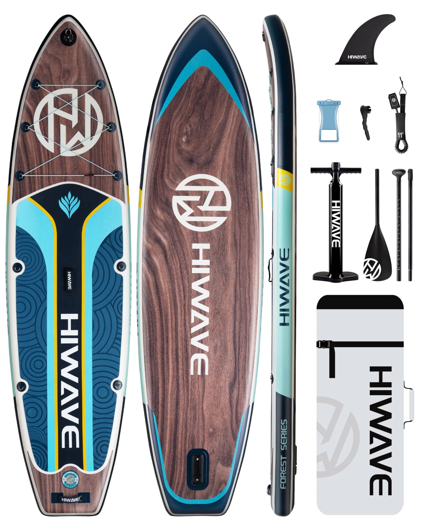 Hiwave Inflatable Stand Up Paddle Board 11’*34”*6” Sup Board,420lbs Capicity, Pet Friendly Paddle Board for Ocean&Lake, w/3pcs Adjustable Paddle