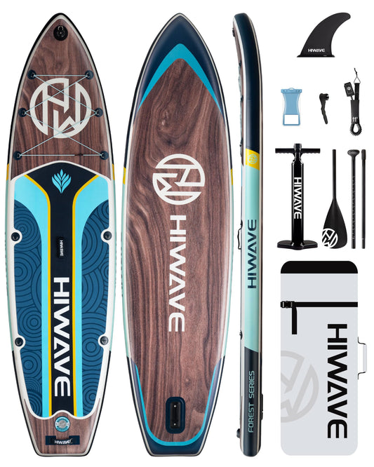 Hiwave Inflatable Stand Up Paddle Board 11’*34”*6” Sup Board,420lbs Capicity, Pet Friendly Paddle Board for Ocean&Lake, w/3pcs Adjustable Paddle