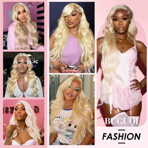 613 HD Lace Frontal Wig 200% Density 13x6 Blonde Body Wave Lace Front Wigs Human Hair Pre Plucked Glueless Wigs for Women (28inch)