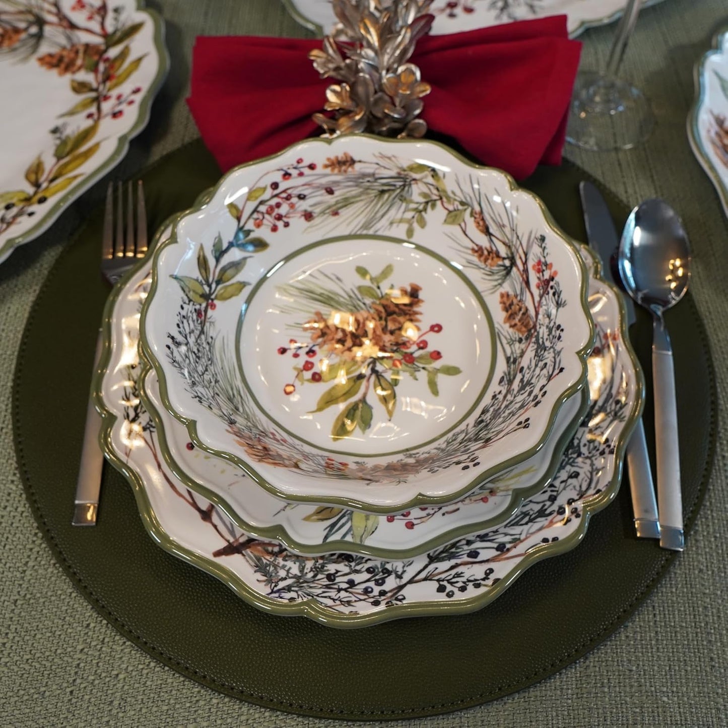 Certified International Winters Forest 11" Melamine Dinner Plates, (Pack of 12)