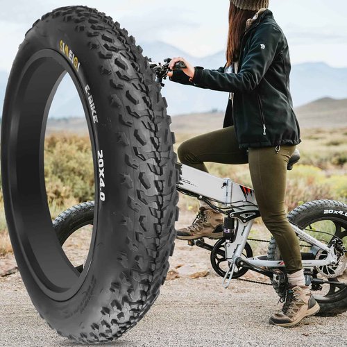 20" E-Bike Fat Tires 20 x 4.0 Folding Bead Tire for Electric Bicycles or with AV32mm Tubes Compatible Wide Mountain Snow Bike Tire (2 Tires 2 Tubes)