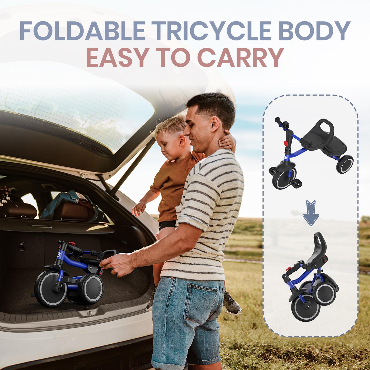 besrey Toddler Tricycle with Bell, Kids Tricycle Age 18 Months to 5 Years, Kids Trike, Toddler Bike for 1.5-5 Year Olds, Baby Trike, Gifts & Toys for Boys & Girls, Blue