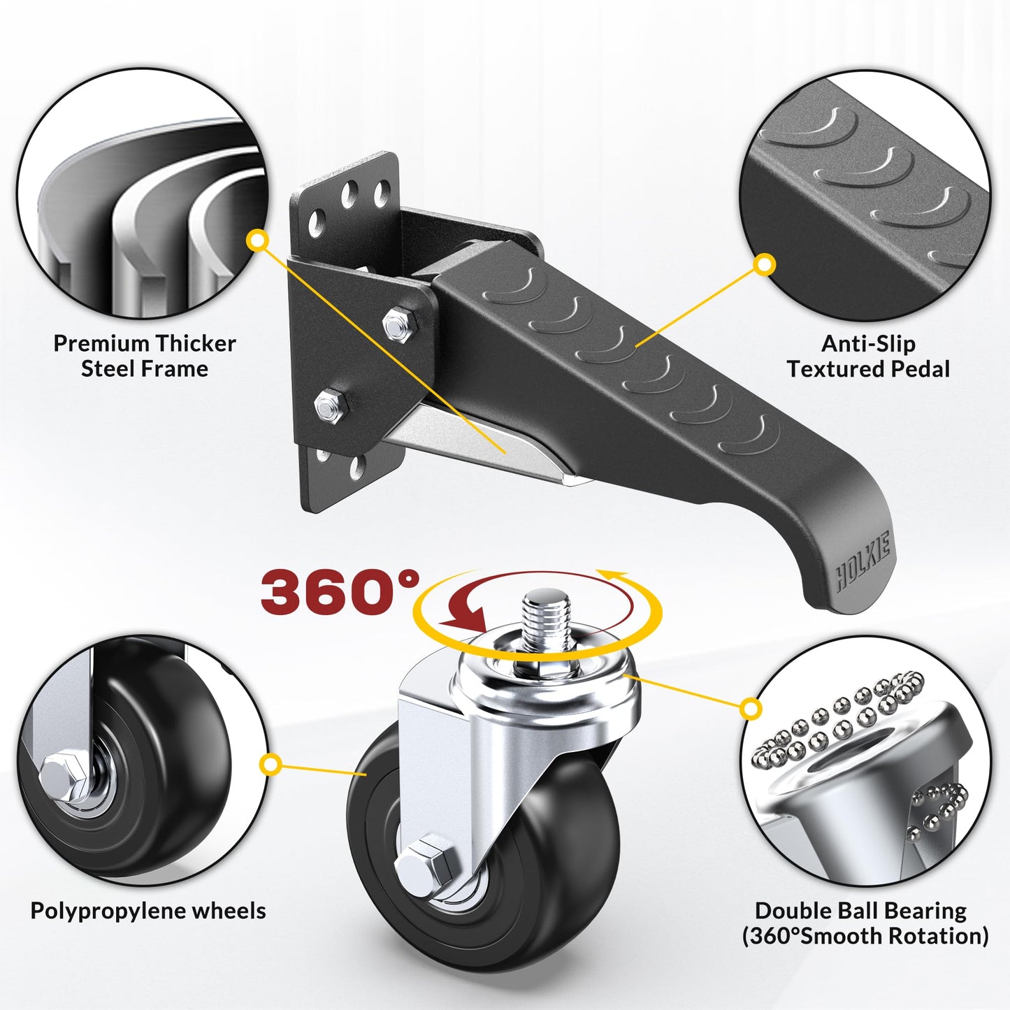 HOLKIE Retractable Casters Heavy Duty Casters with Lifting and Lowering Function Maximum Load of 700 lbs (4 casters) for Workbenches or Other Equipment