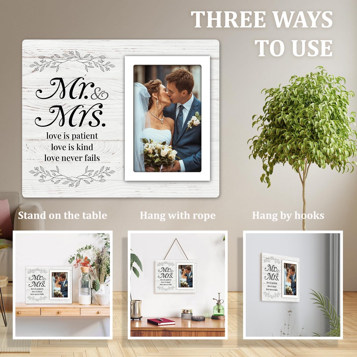 Wedding Gifts for Couple 2025, Mr & Mrs Wedding Picture Frame 8x10, Best Marriage Gifts for Newlyweds, Bridal Shower Gift for Bride, Couple Picture Frame