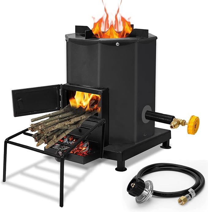 Sonret Portable Rocket Stove – Outdoor Wood Burning Stove for Cooking, Camping & Survival – Smokeless Biomass Logwood Stov...