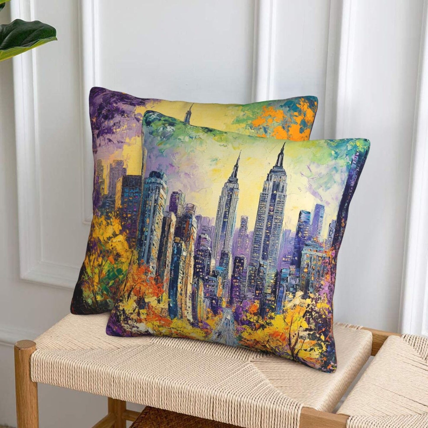 Guiteinyi New York City Throw Pillow Covers 18x18 Set of 2 Square Pillow Case for Home Decorative Sofa Couch Bedroom Living Room