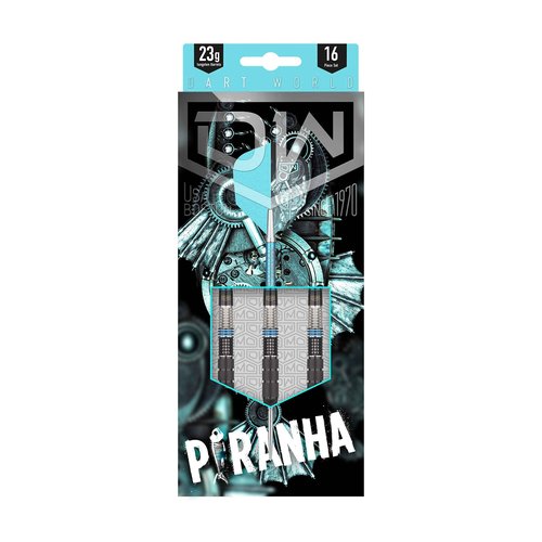 DW Piranha 01 90% Tungsten Steel Tip Dart, 23G | Metal Tip Dart Set with Spare Flights and Storage Case Wallet, Fun Darts Gift Set, Straight Dart Barrels, Professional Darts Accessories