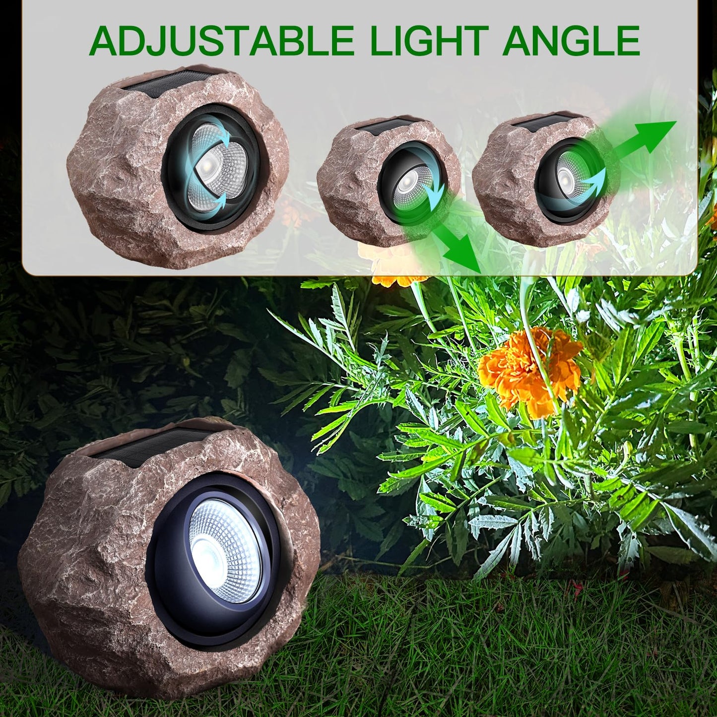 Timeflies Solar Rock Lights Outdoor, 1 Pack Super Bright Solar Spot Lights Outdoor IP65 Waterproof Yard Lights, Auto On/Off Garden Lights for Paths, Sidewalks, Yards, Landscapes, Patios