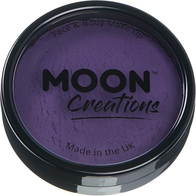 Moon Creations Pro Face & Body Paint Cake Pots Purple - Professional Water Based Face Paint Makeup for Adults, Kids - 1.26oz