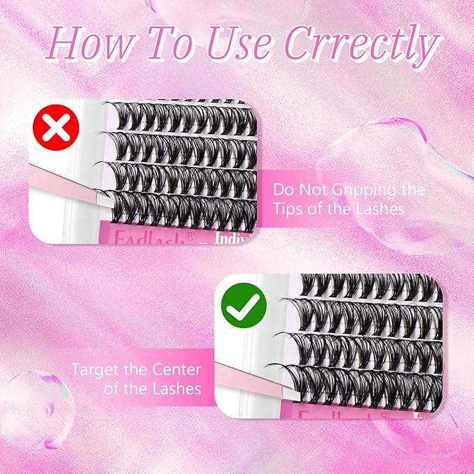 FADLASH Cluster Lashes Fluffy 8-16mm Lash Clusters Volume Lash Extension 280Pcs DIY Lash Clusters D Curl Individual Lashes (30D+40D-0.07-D,8-16mm)