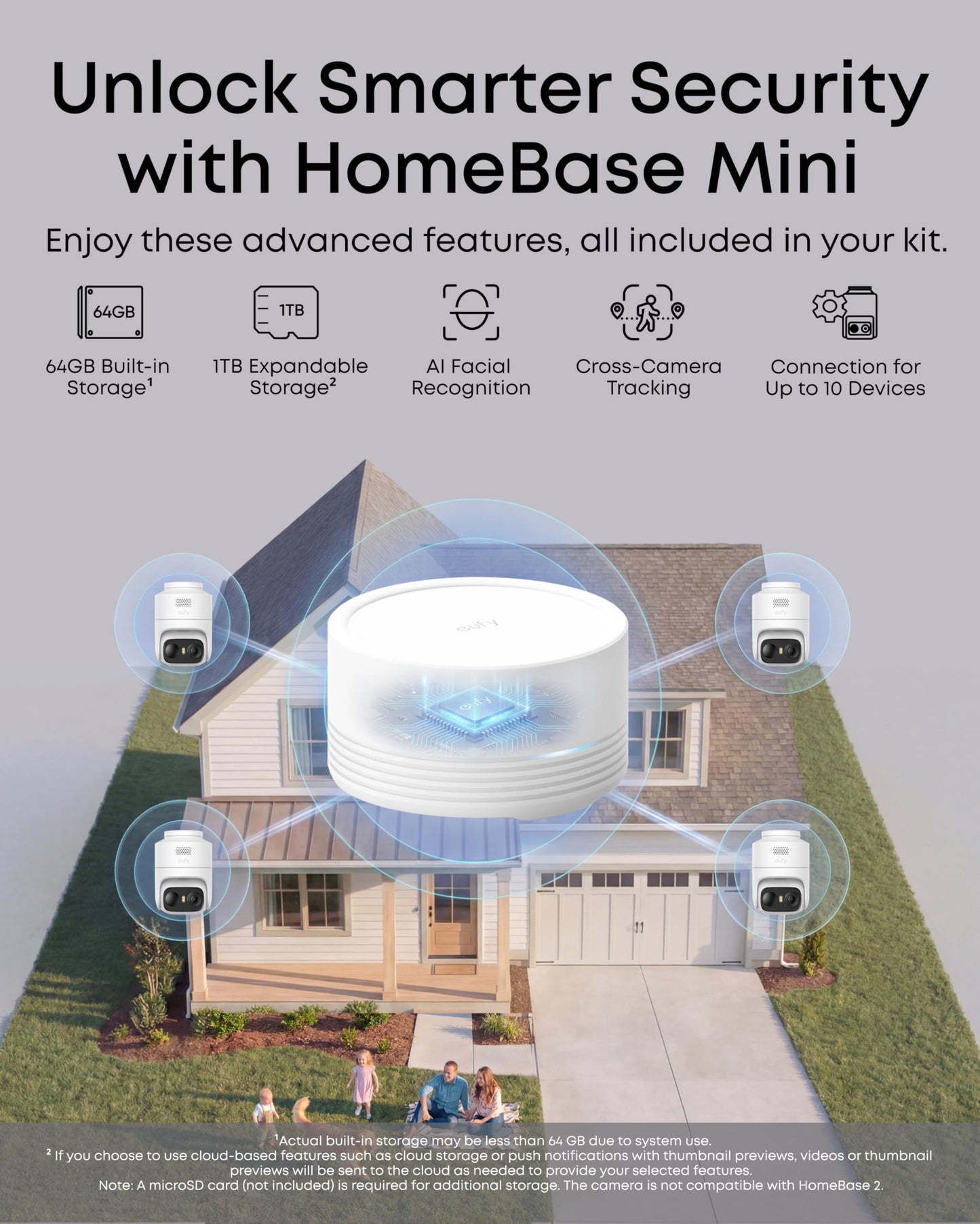 eufy Security eufyCam C37 4-Cam Kit, Security Cameras Wireless Outdoor, 360° AI Tracking with Pan and Tilt, 2K Solar Cameras, HomeBase Mini, Facial Recognition, No Monthly Fee, Color Night Vision