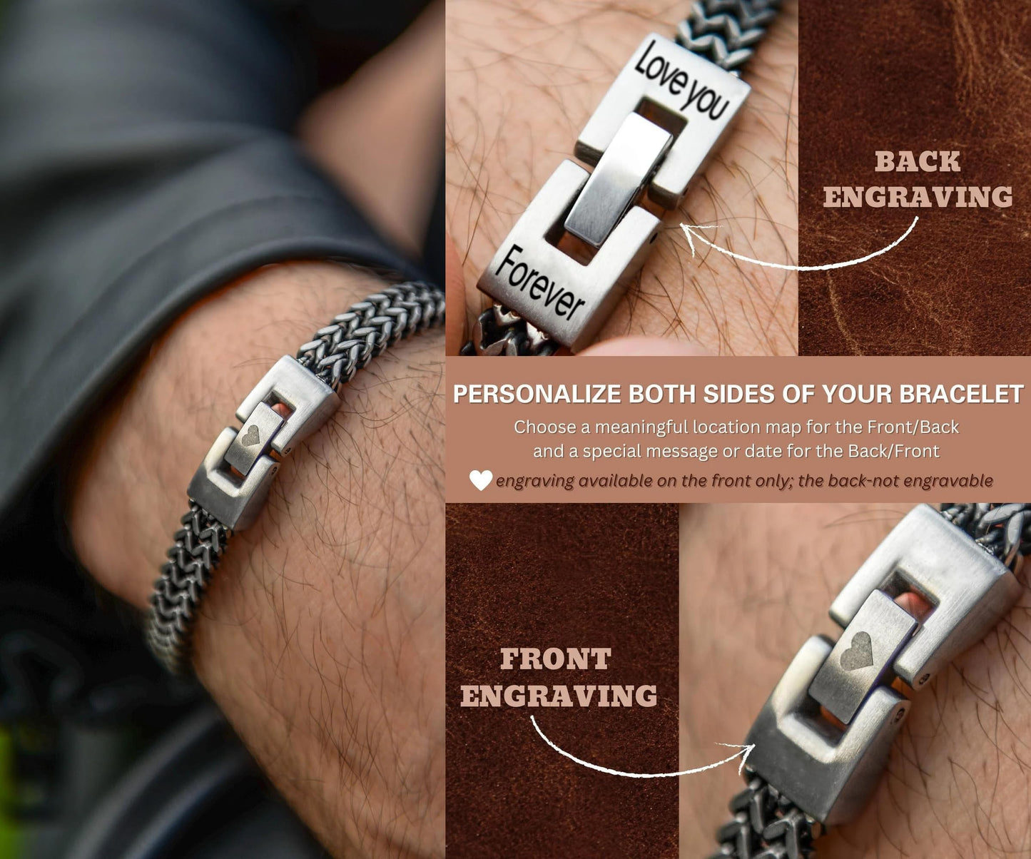 Husband Christmas Gifts Mens Bracelet, Husband Stocking Stuffers Link Chain Mens Jewelry Anniversary Birthday Gifts for Him