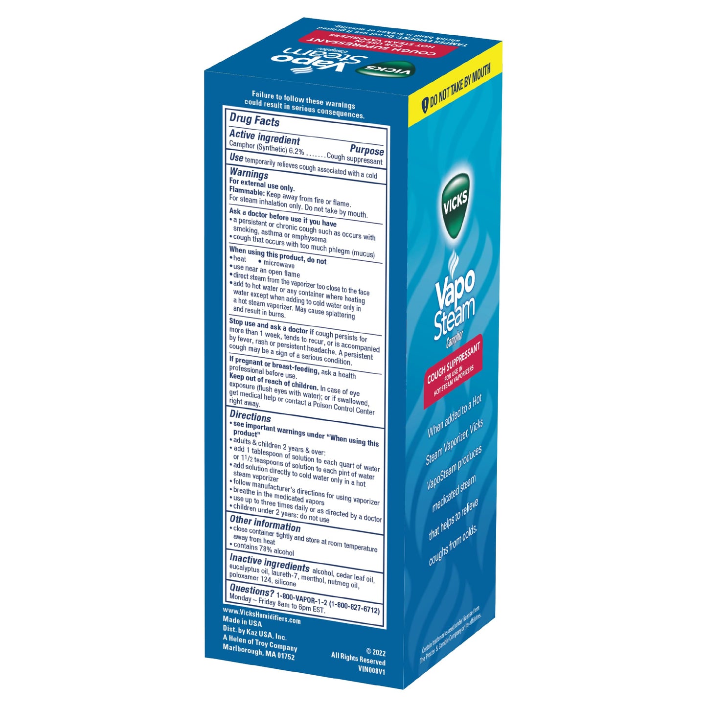 Vicks VapoSteam Medicated Liquid with Camphor, a Cough Suppressant, 8 Oz – VapoSteam Liquid Helps Relieve Coughing, for Use in Vaporizers and Humidifiers (Pack of 2)