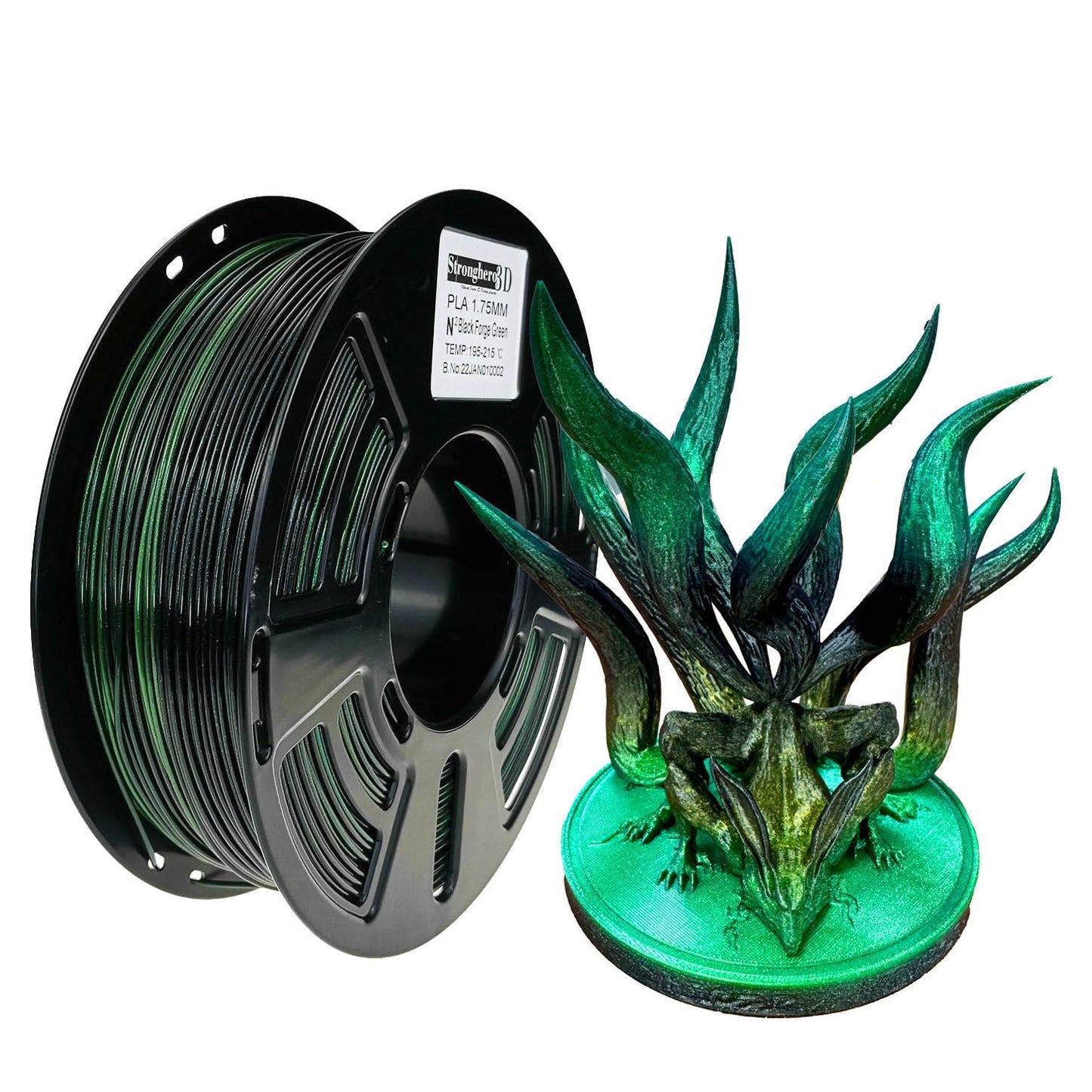 Stronghero3D PLA 3D Printer Filament 1.75mm,Sparkling Glitter Chameleon,Color Change with Angel,Galaxy starly,Green Black Filament,1kg(2.2lbs) Accuracy +/-0.05mm for ender3 Cr10 Sovol