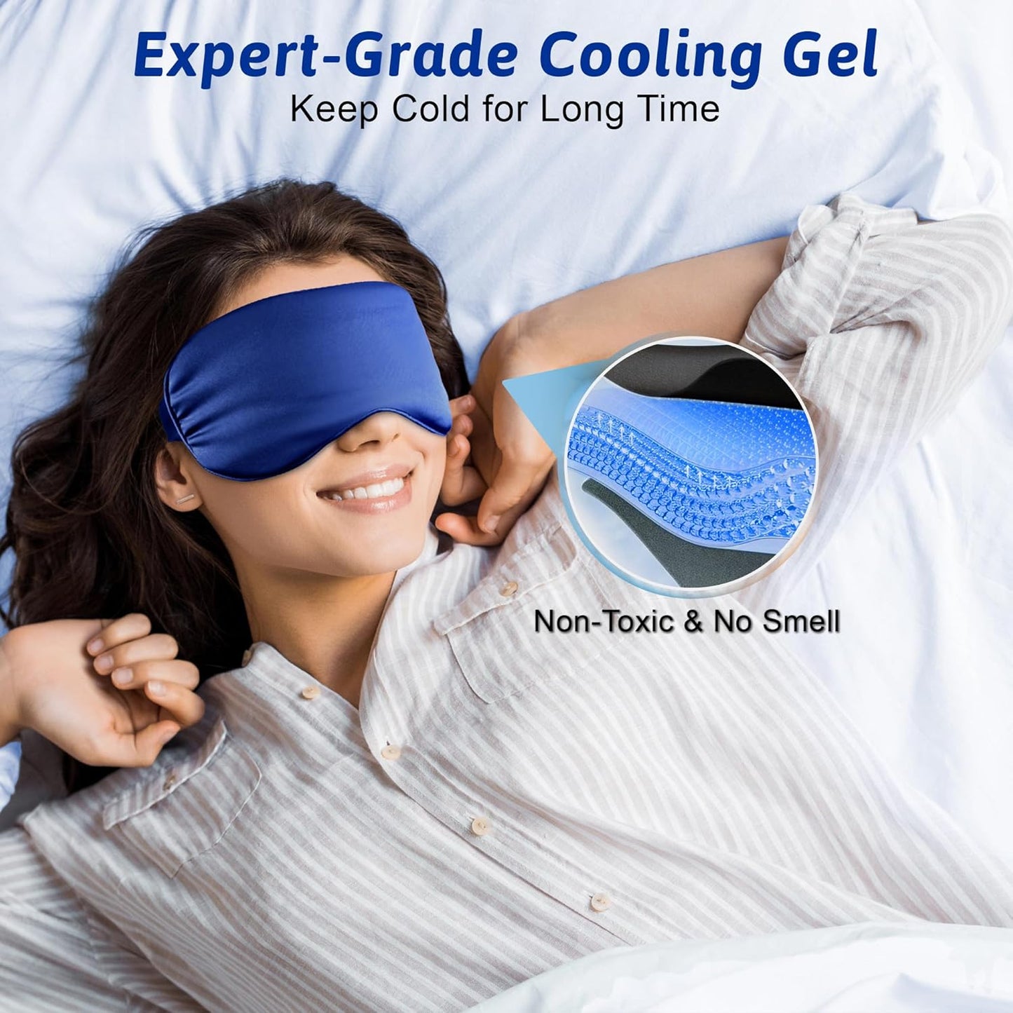 Cooling Eye Mask, Cold Eye Masks for Dark Circles, Puffiness, Headache, Migraines Weighted Gel Eye Mask Eye Ice Pack Reusable Cold Eye Compress (Blue)