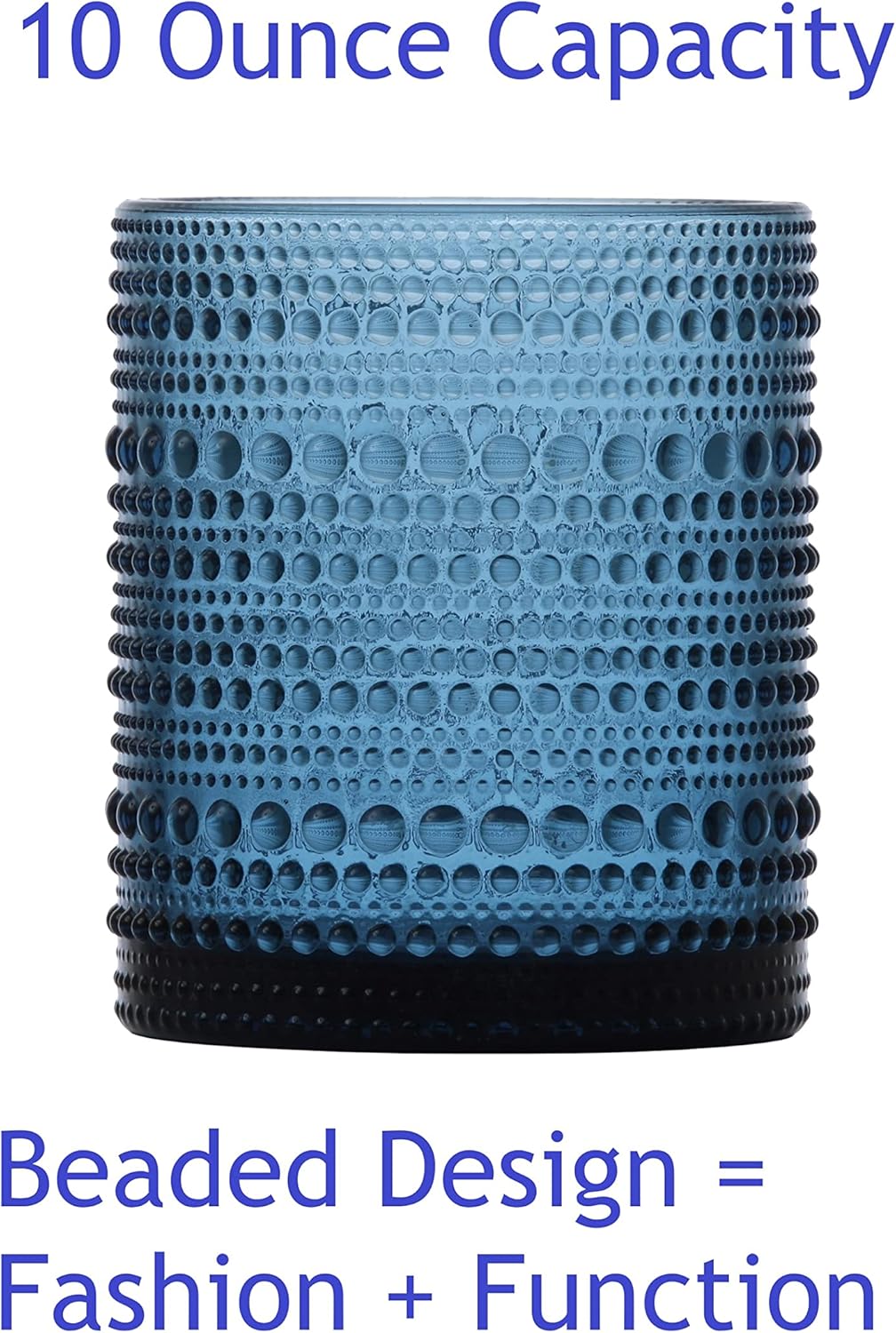 Fortessa Jupiter Beaded Hobnail Glass, 10 Ounce Double Old Fashioned (Set of 4), Pink
