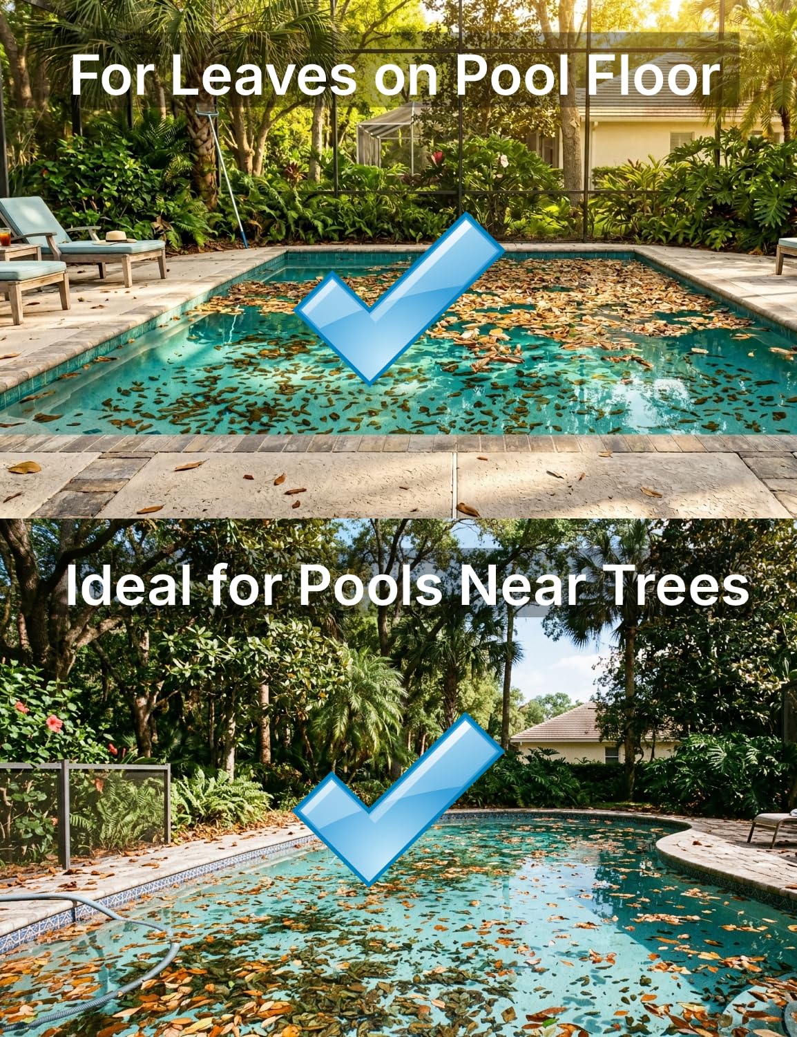 Automatic Leaf Robotic Pool Vacuum Cleaner Heavy‑Duty Pool Opening Heavy Debris 360° Ultra‑Wide Suction Inlet, 1.85‑Gal X-Large Bag, 62 GPM Flow, 90‑Min, AutoPark - Ideal for Inground Aboveground Pool