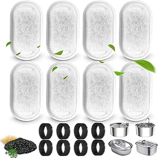 Cat Water Fountain Filters for 108/3.2L& 67oz/2L Stainless Steel Pet Water Dispenser Fountain Filter Replacement with 8 Sp...