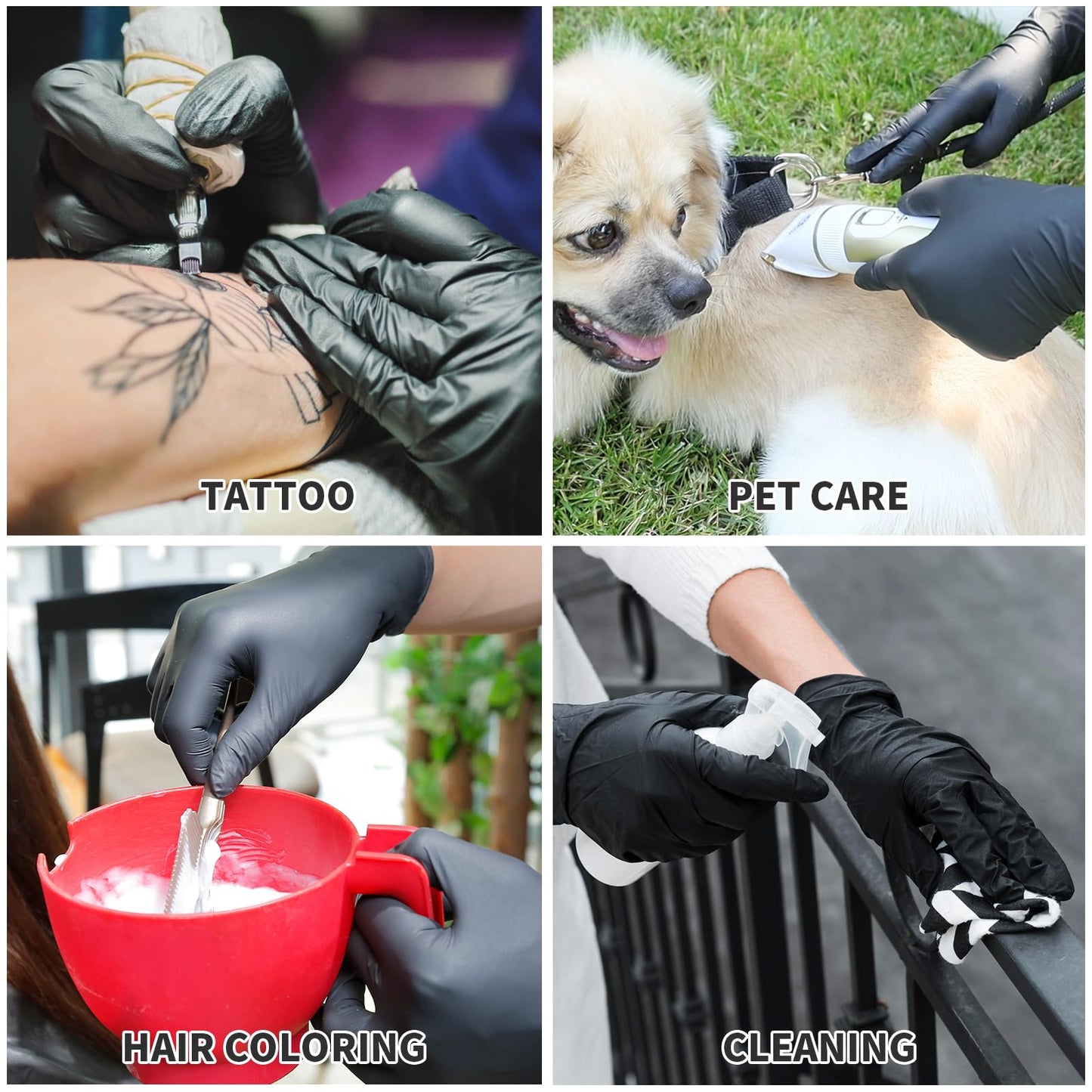 FINITEX - Black Nitrile Disposable Gloves, Exam Gloves, Powder-free, Latex-free, 3mil, 1000PCS (Medium)
