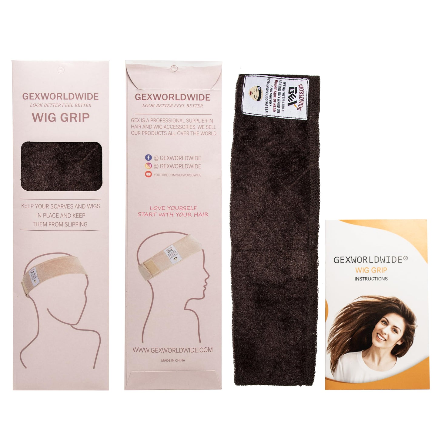 gexworldwide GEX Wig Grip Band Adjustable Velvet Non-Slip Breathable Head Band to Keep Wig Secured and Prevent Headaches (Brown)