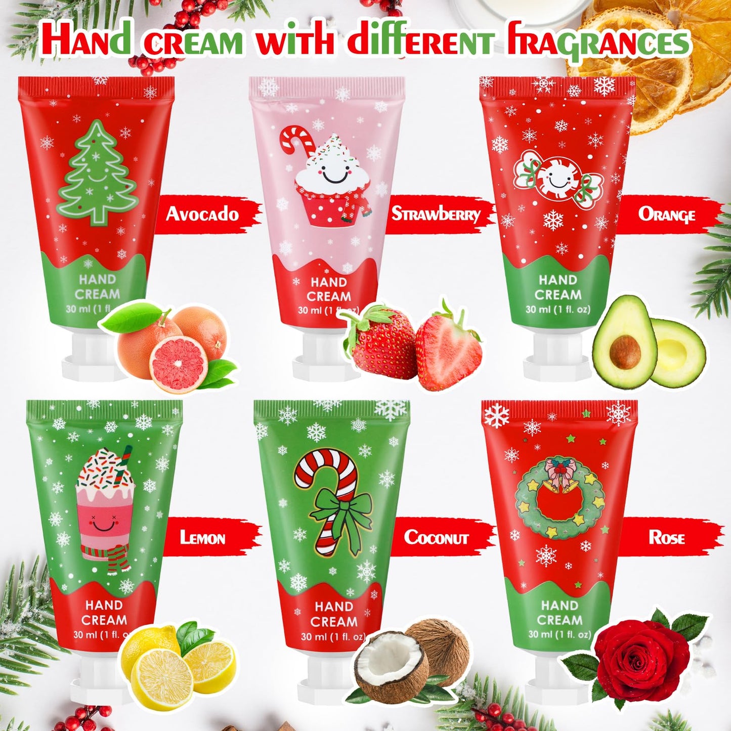 Loopeer 48 Pcs Christmas Hand Cream Gifts Bulk for Women Hand Lotion Travel Size Mini Cremas Para Manos for Dry Cracked Hands Mo