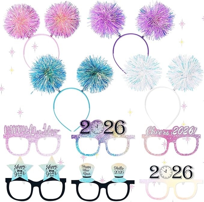 LaVenty 2026 Happy New Year Party Supplies 2026 Photo Booth Props New Year Headband New Year Eve Party Supplies Photo Boot...