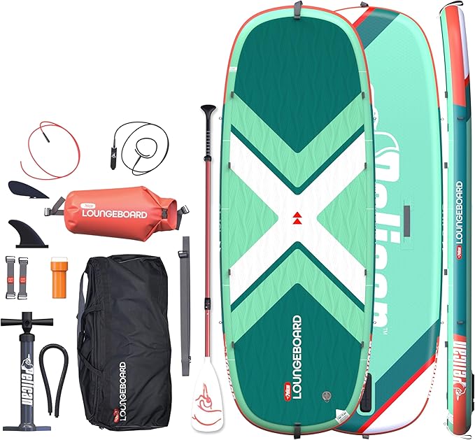 Pelican LoungeBoard Inflatable SUP - Recreational Stand Up Paddle Board - Yoga and Adventure Ready - Bag & Paddle Included...