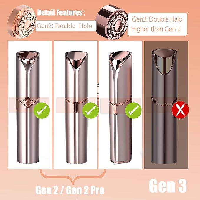 Replacement Heads for Finishing Touch Flawless Gen2, Replacement Blades for Facial Hair Remover Device for Women, 18k Gold Replacement Heads with Flannel Bag(Just fit for Gen2 Device)
