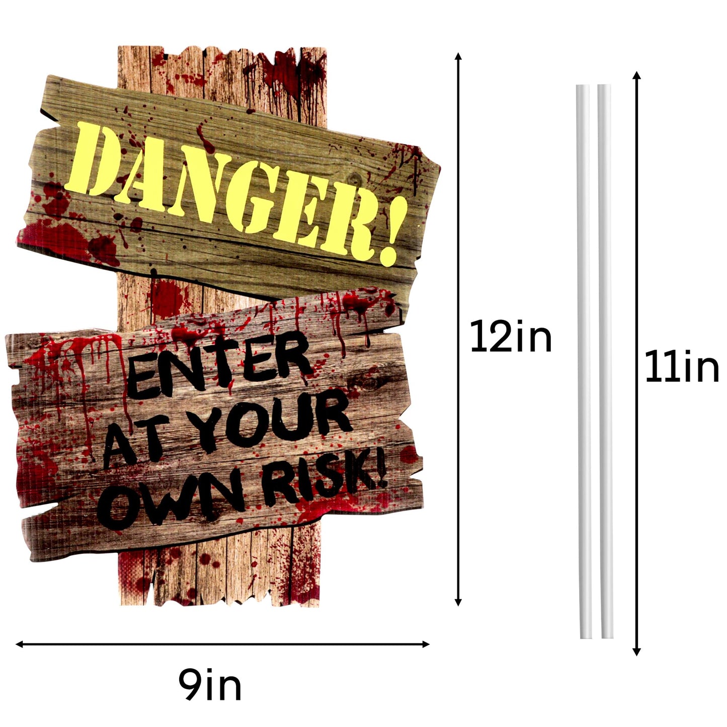 Halloween Decorations Outdoor Yard Signs Stakes,3 Pieces Beware Halloween Sign,Scary Warning Sign 2025 Halloween Zombie Vampire Graves Theme Party Decor Supplies,12" x 9"