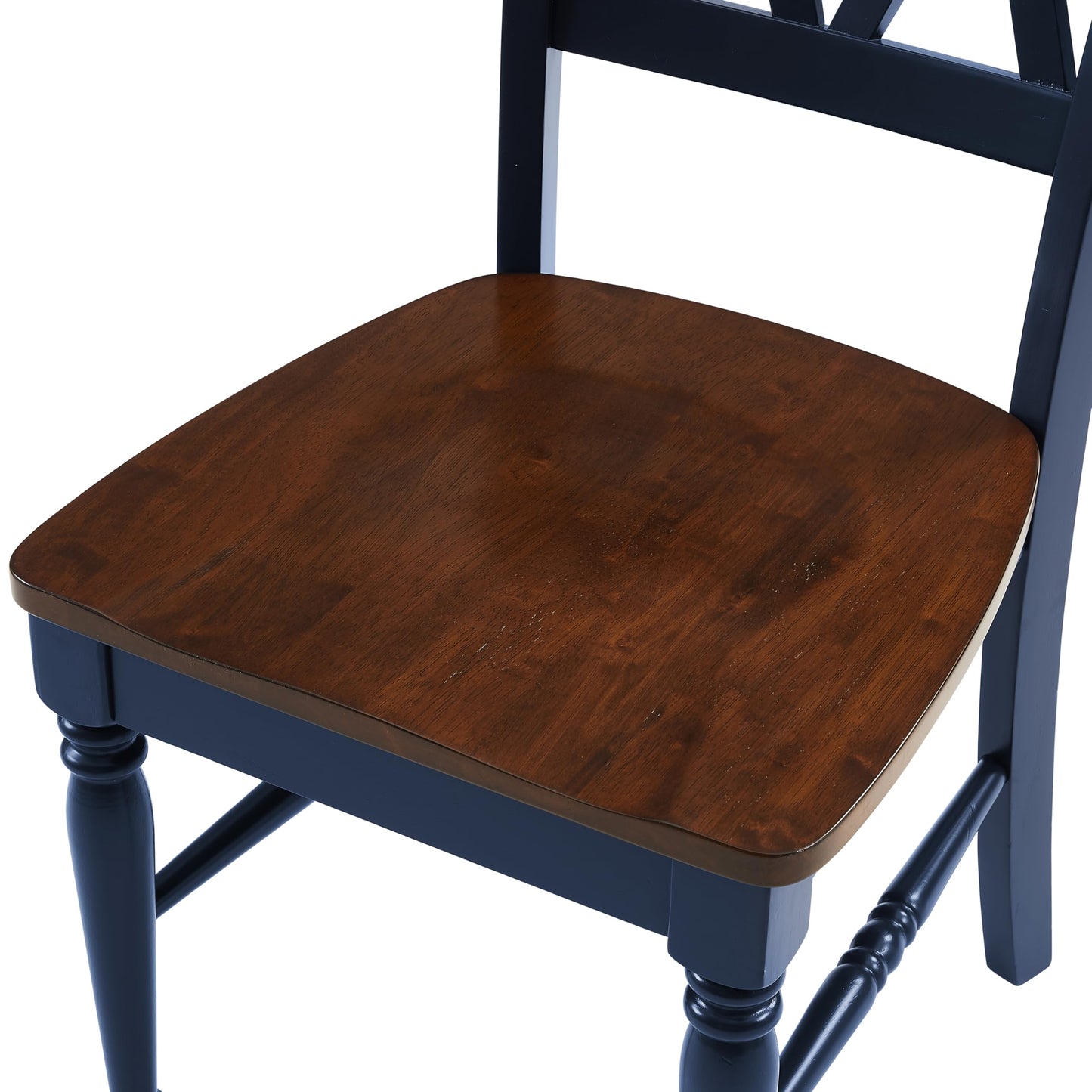 Crosley Furniture Shelby Traditional Wood X-Back Dining Room Chairs Set of 2, Kitchen Chair, Navy