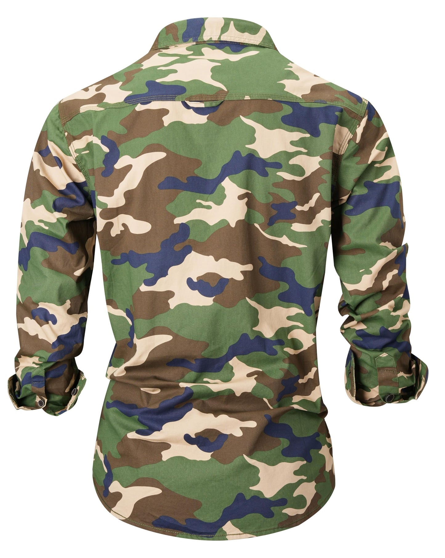 PAODIKUAI Men Camouflage Denim Shirt Camo Washed Military Long Sleeve Shirts Casual Button Down Shirts(Camou 1,S)