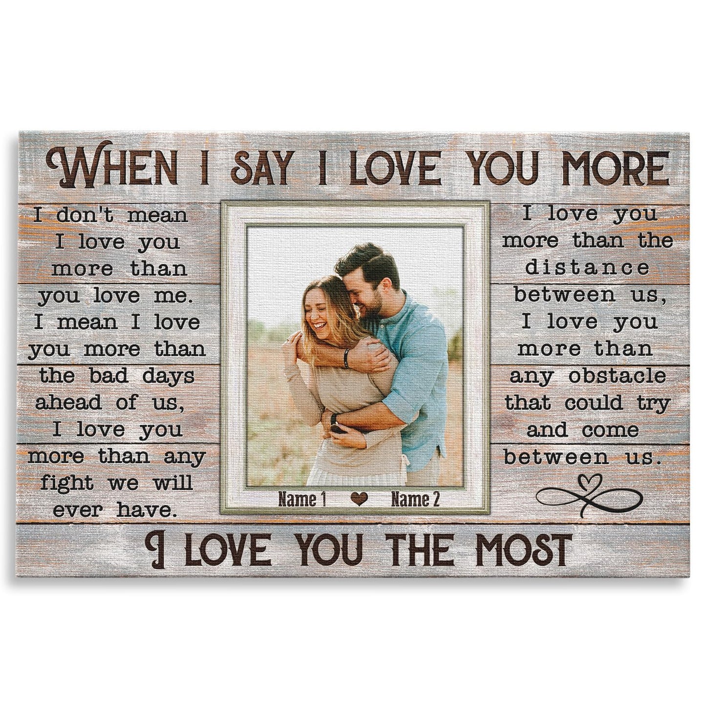 DemCanvas Personalized “When I Say I Love You More” Photo Canvas – Custom Names & Date – Wedding Gifts for Couples 2025, Anniversary Couple Gift for Wife, Bride & Groom Engagement Picture Frame, Romantic Wall Art