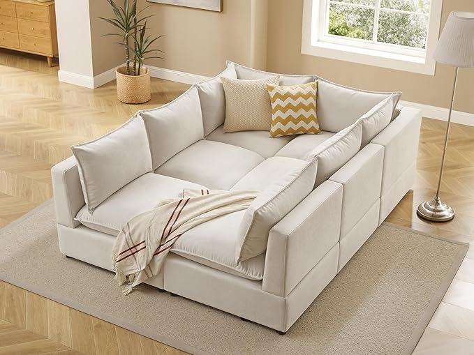 VANOMi Modular Sectional Sofa, Fully Modular Convertible Sleeper Sectional Couch with Reversible Chaise, 6 Seater for Living Room